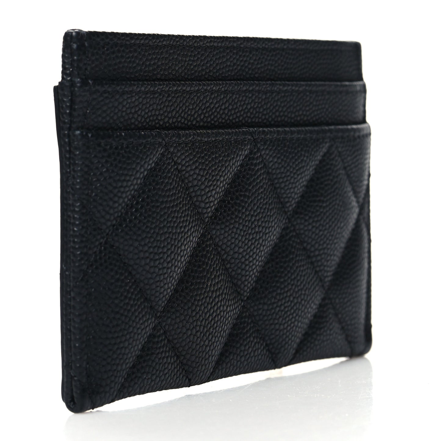 Caviar Quilted Filigree Card Holder Black
