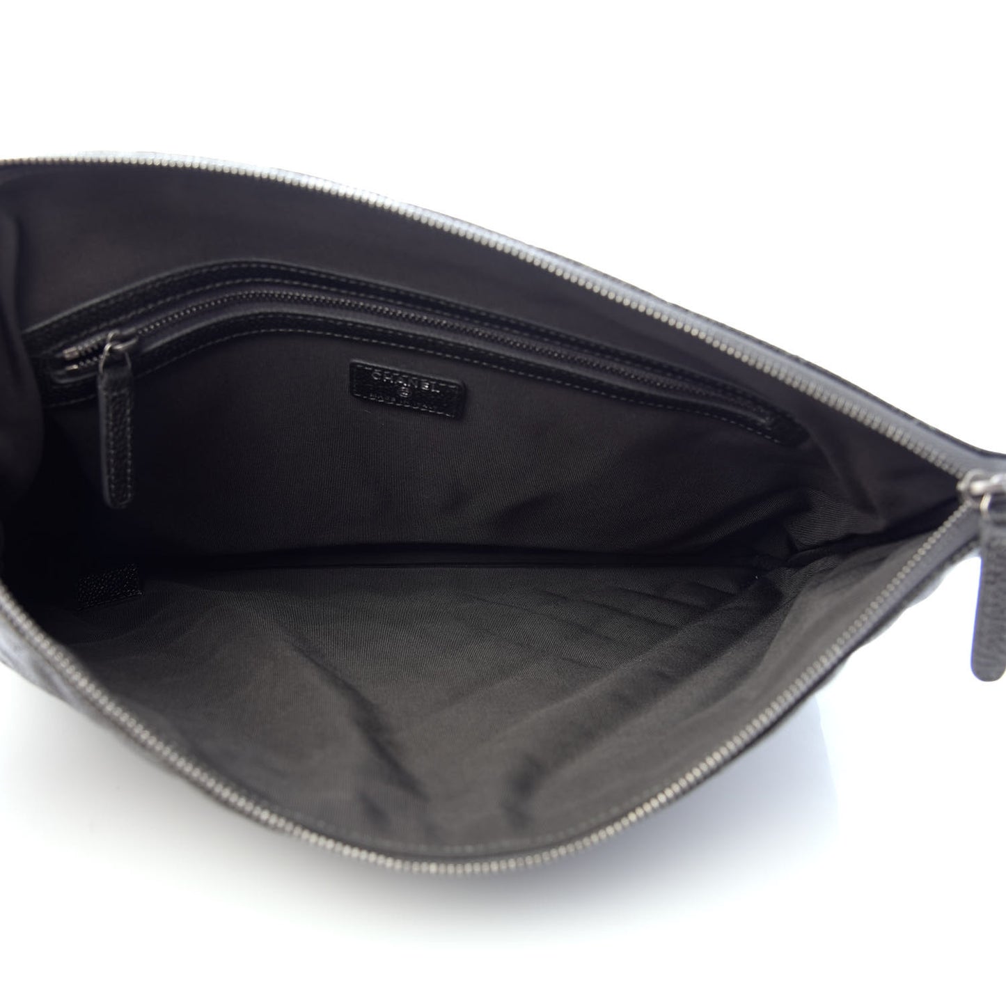Caviar Quilted Large Cosmetic Case Dark Charcoal