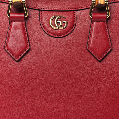 Gucci Wonka Grain Calfskin Small Diana Tote Bag Dark Red Orange Fluo 8 of 10