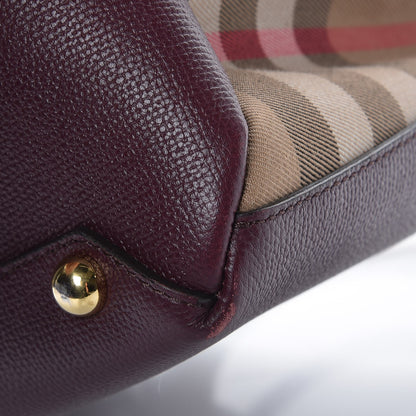 Burberry Grainy Calfskin House Check Medium Banner Tote Mahogany Red 13 of 13