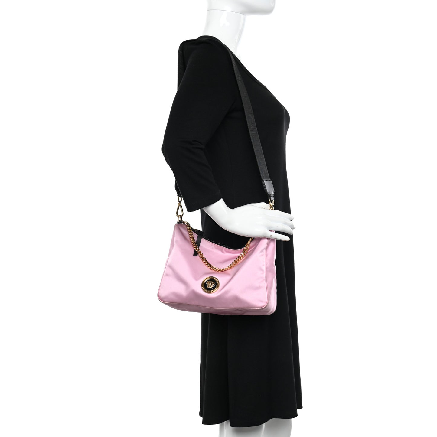 Nylon Tribute Chain Crossbody Shoulder Bag Light Pink