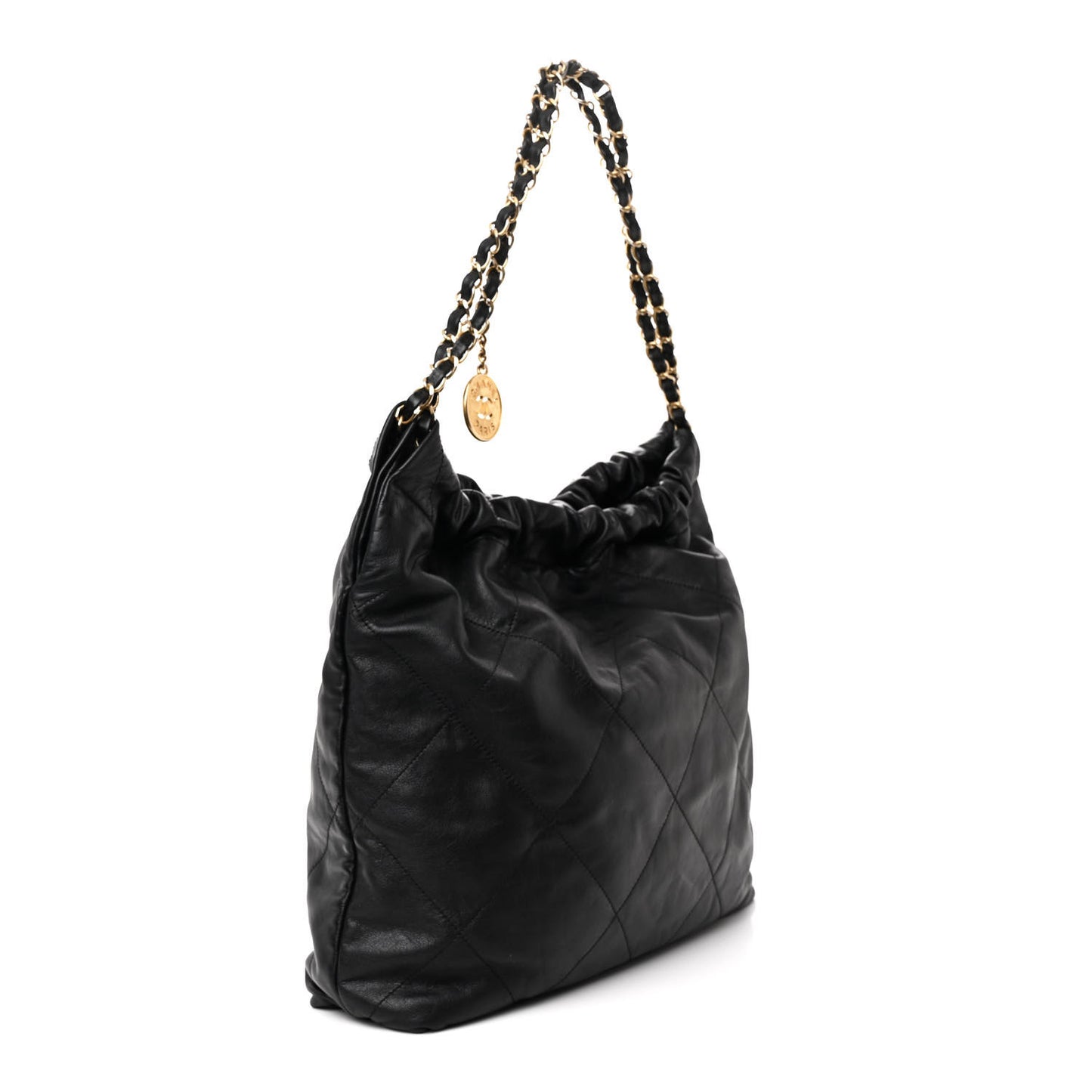 Shiny Calfskin Quilted Chanel 22 Black