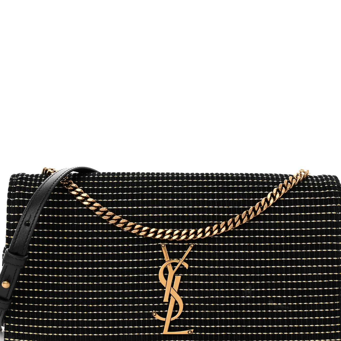 Suede Contrast Stitching Monogram Kate 99 Black