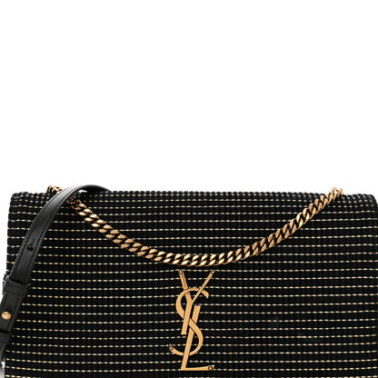 Saint Laurent Suede Contrast Stitching Monogram Kate 99 Black 7 of 12