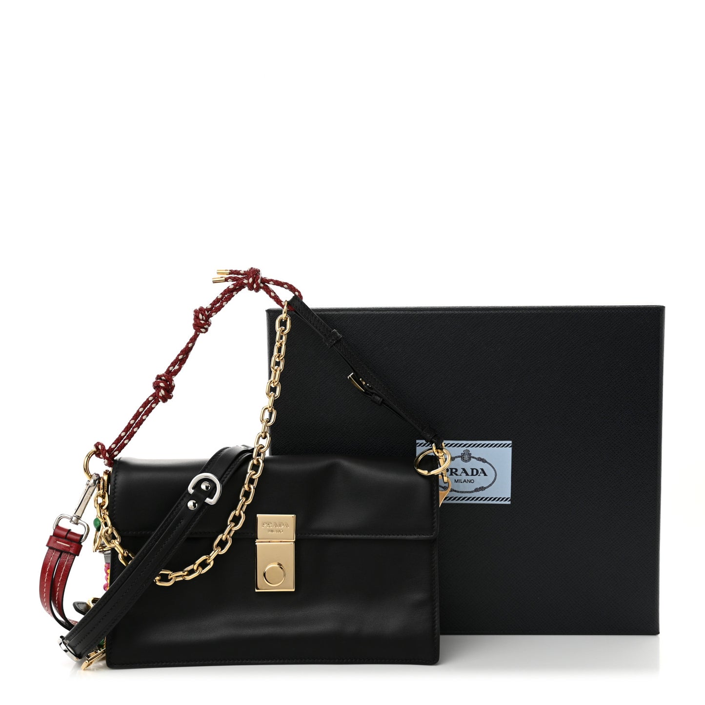 Calfskin Soft Sound Charms Shoulder Bag Black
