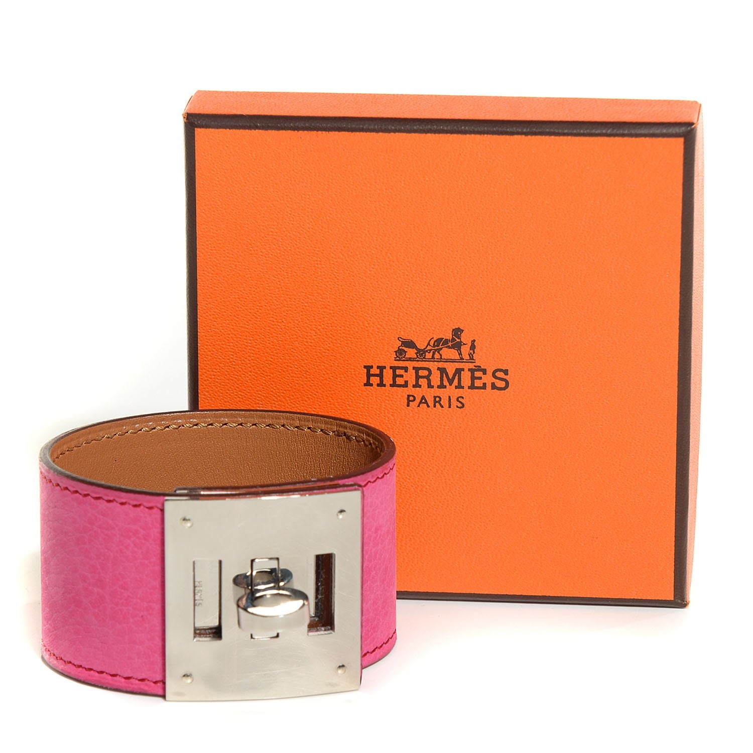 Hermes Taurillon Gaucho Kelly Dog Bracelet Fuchsia 4 of 7