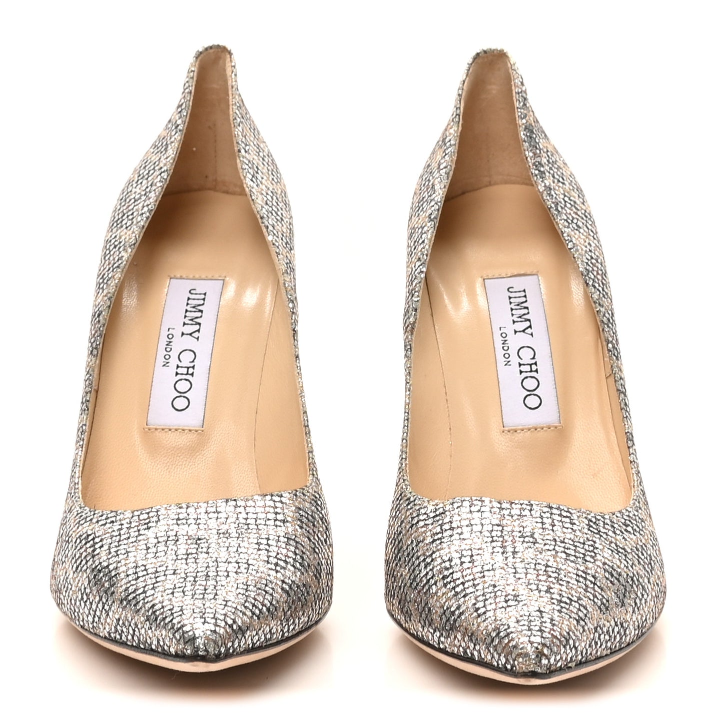 Coarse Glitter Fabric Aurora Leopard Print Abel Pumps 38 Champagne