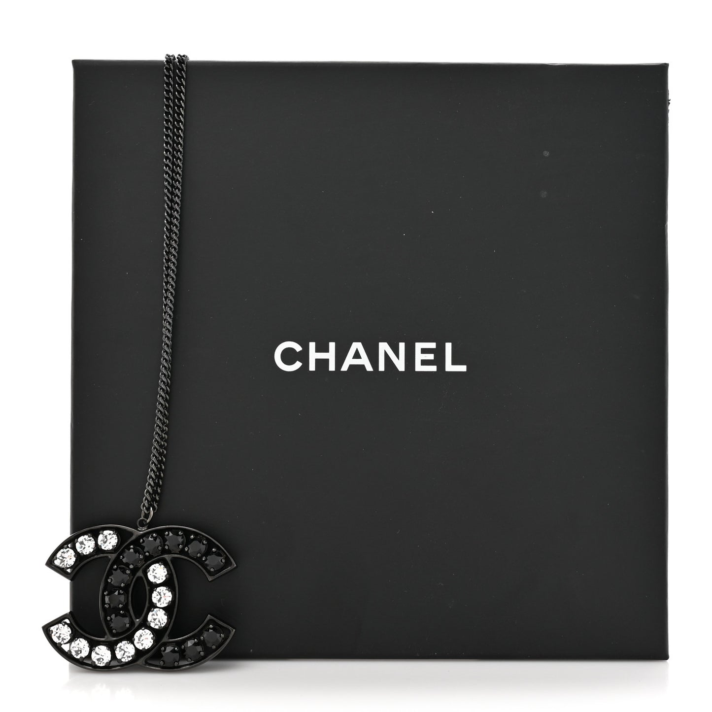 Ruthenium Crystal CC Necklace Black