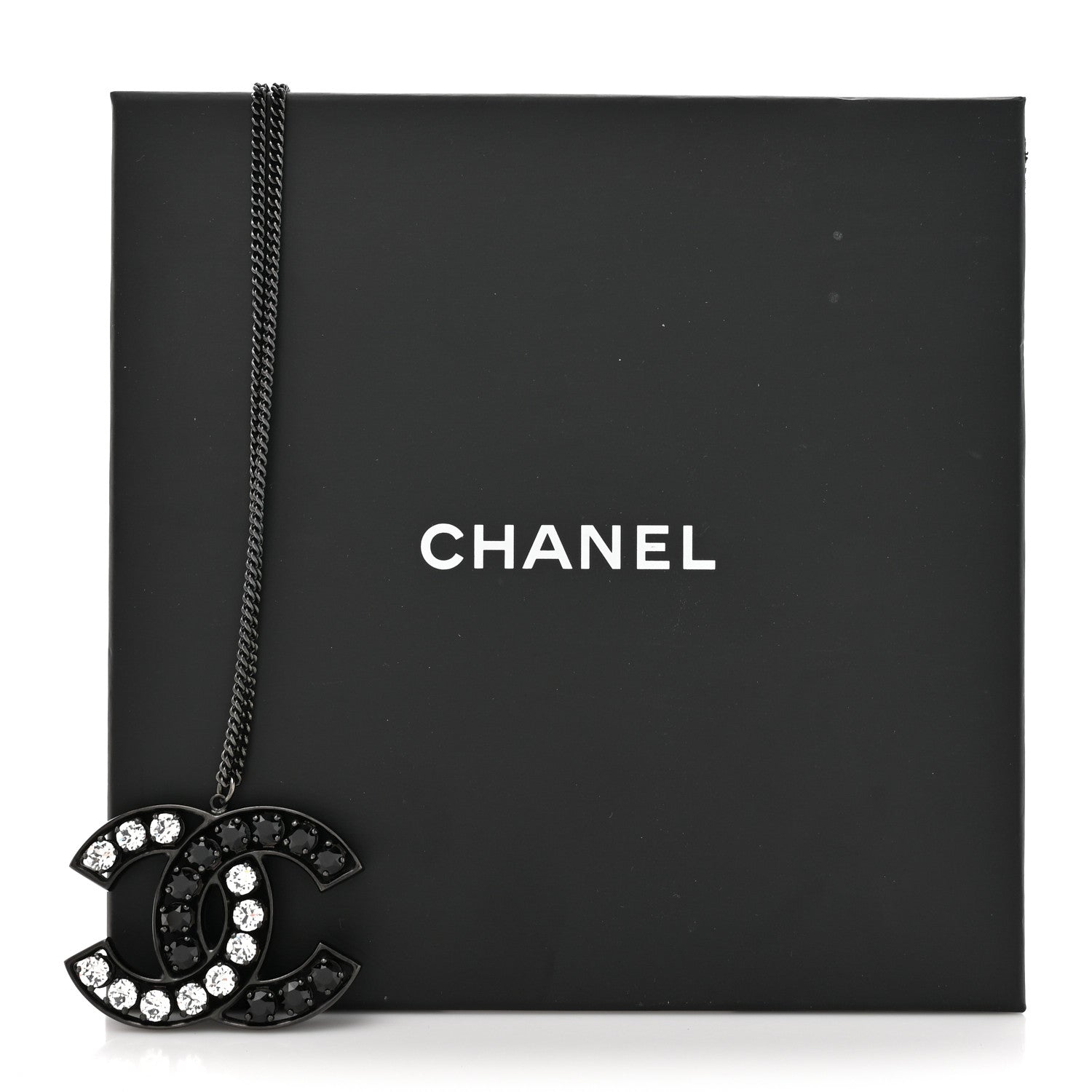 Chanel Ruthenium Crystal CC Necklace Black 5 of 5
