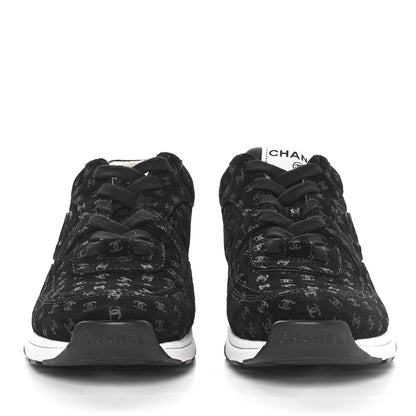 Chanel Suede Calfskin Printed CC Sneakers 37 Black 4 of 16