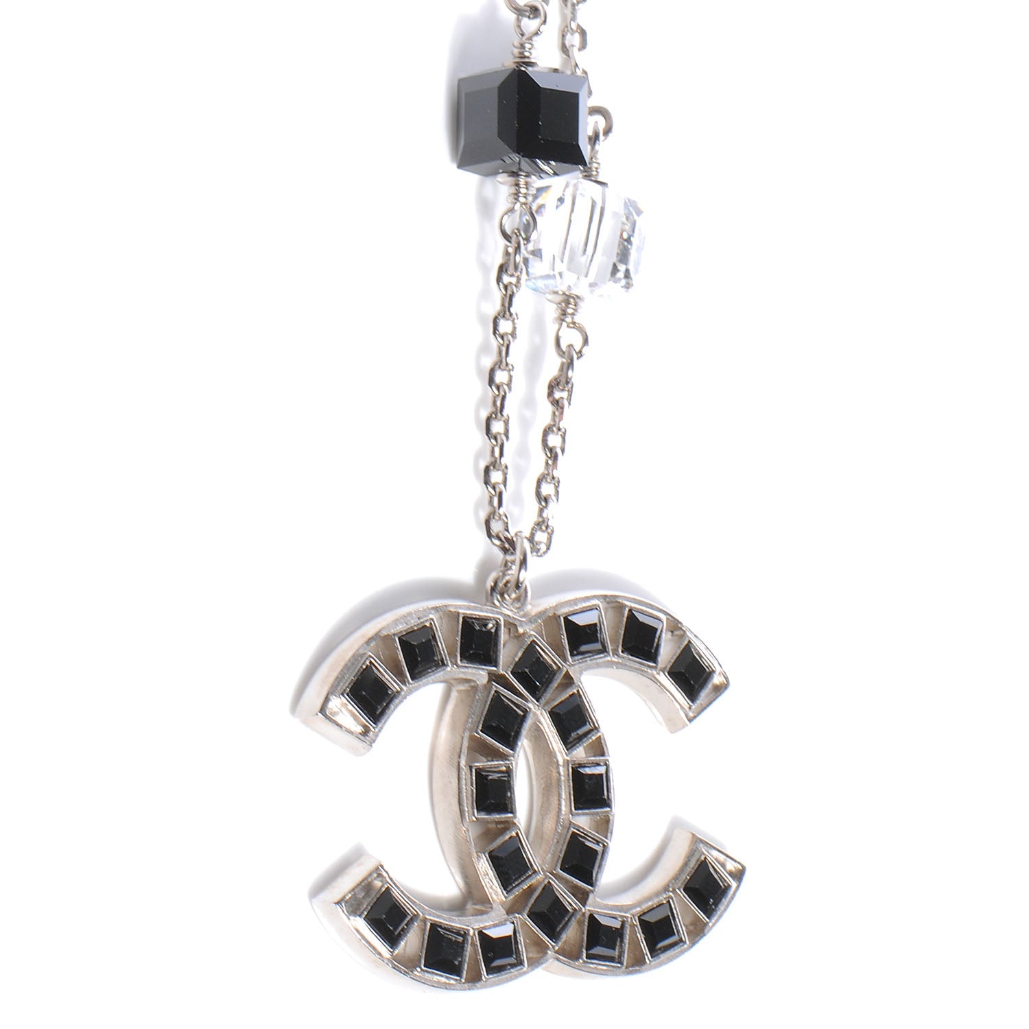 Chanel Swarovski Crystal Large CC Double Strand Necklace Black 4 of 5