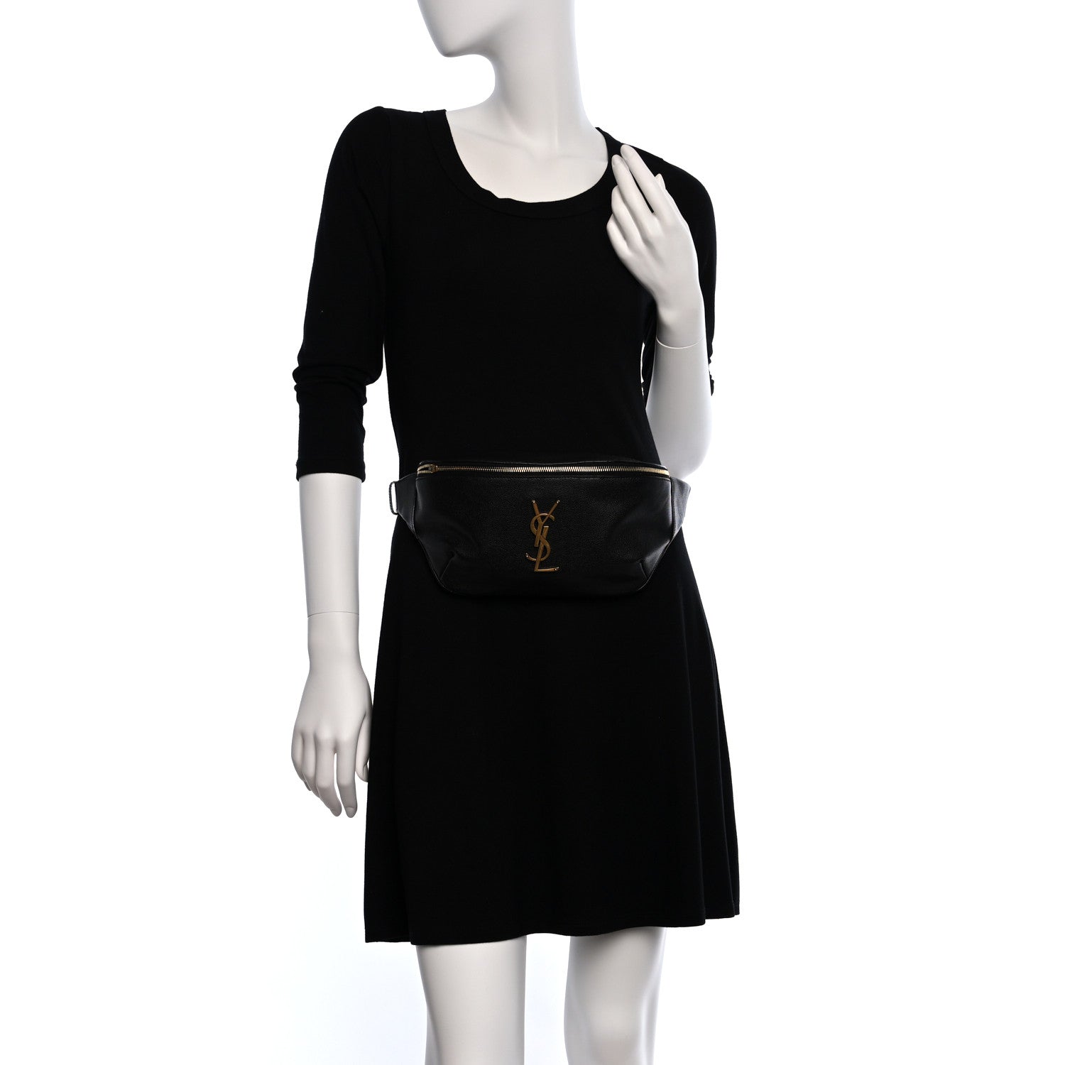 Saint Laurent Grain De Poudre Monogram Belt Bag Black 2 of 10