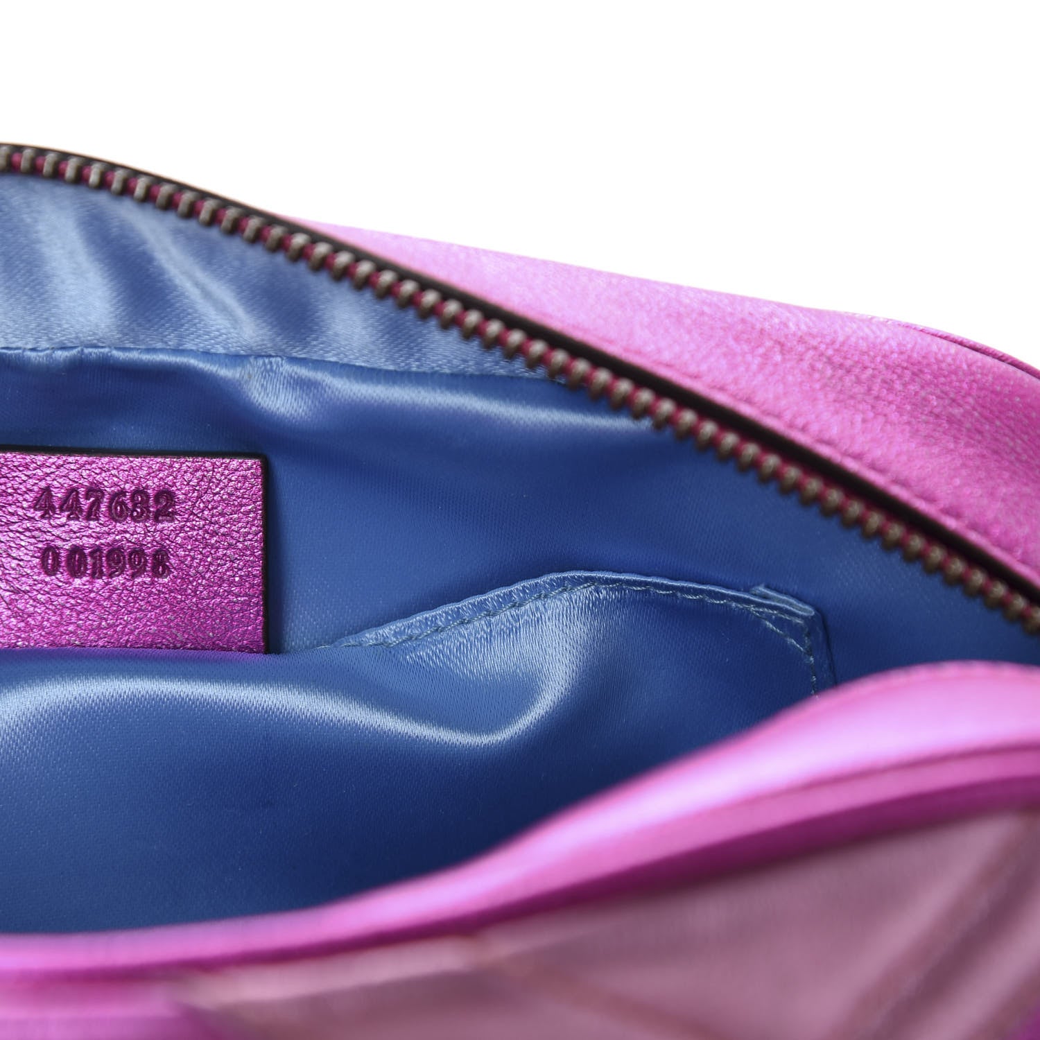 Gucci Laminated Nappa Matelasse Small GG Marmont Chain Shoulder Bag Fuxia Rosso Rosa 9 of 11