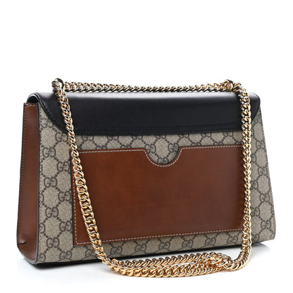 Gucci GG Supreme Monogram Calfskin Medium Padlock Shoulder Bag Beige Black Cuir 3 of 6