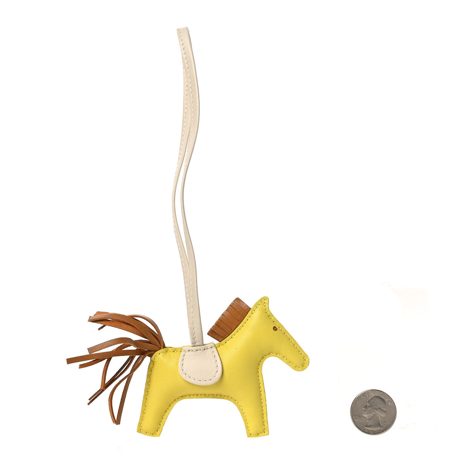 Hermes Milo Lambskin Grigri Rodeo Horse Bag Charm PM Lime Sesame Craie 2 of 4