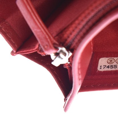 Chanel Lambskin Camellia Embossed Yen Wallet Dark Red 8 of 9