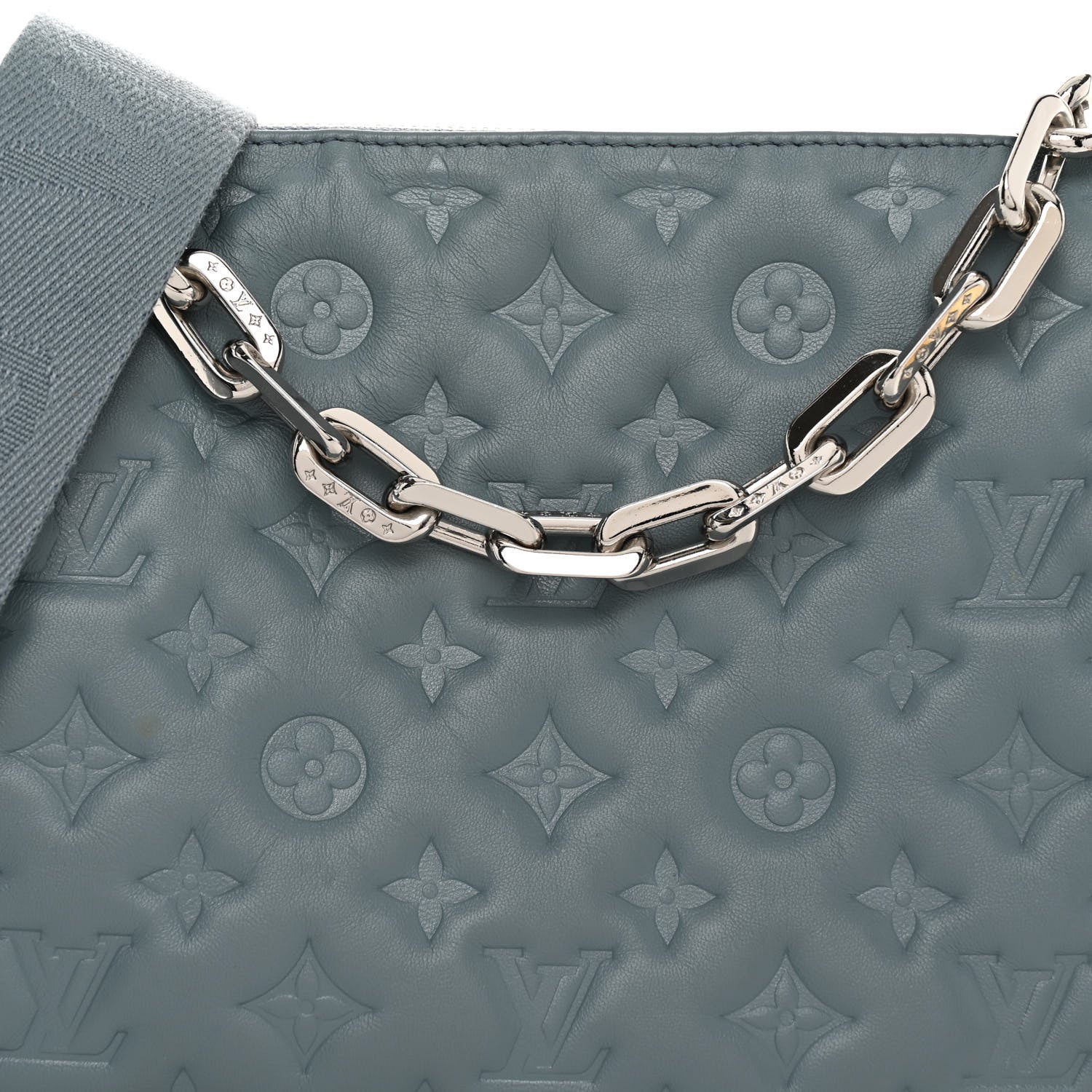 Louis Vuitton Lambskin Embossed Monogram Coussin PM Blue Glacier 9 of 14