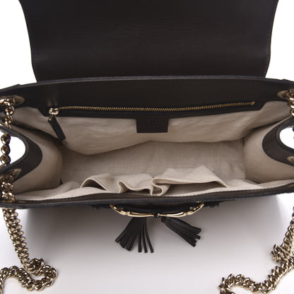 Gucci Monogram Margaux Calfskin Large Emily Chain Shoulder Bag Beige Ebony Cocoa 5 of 15