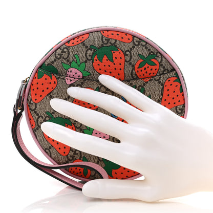 Gucci GG Supreme Monogram Strawberry Round Wrist Wallet 2 of 6