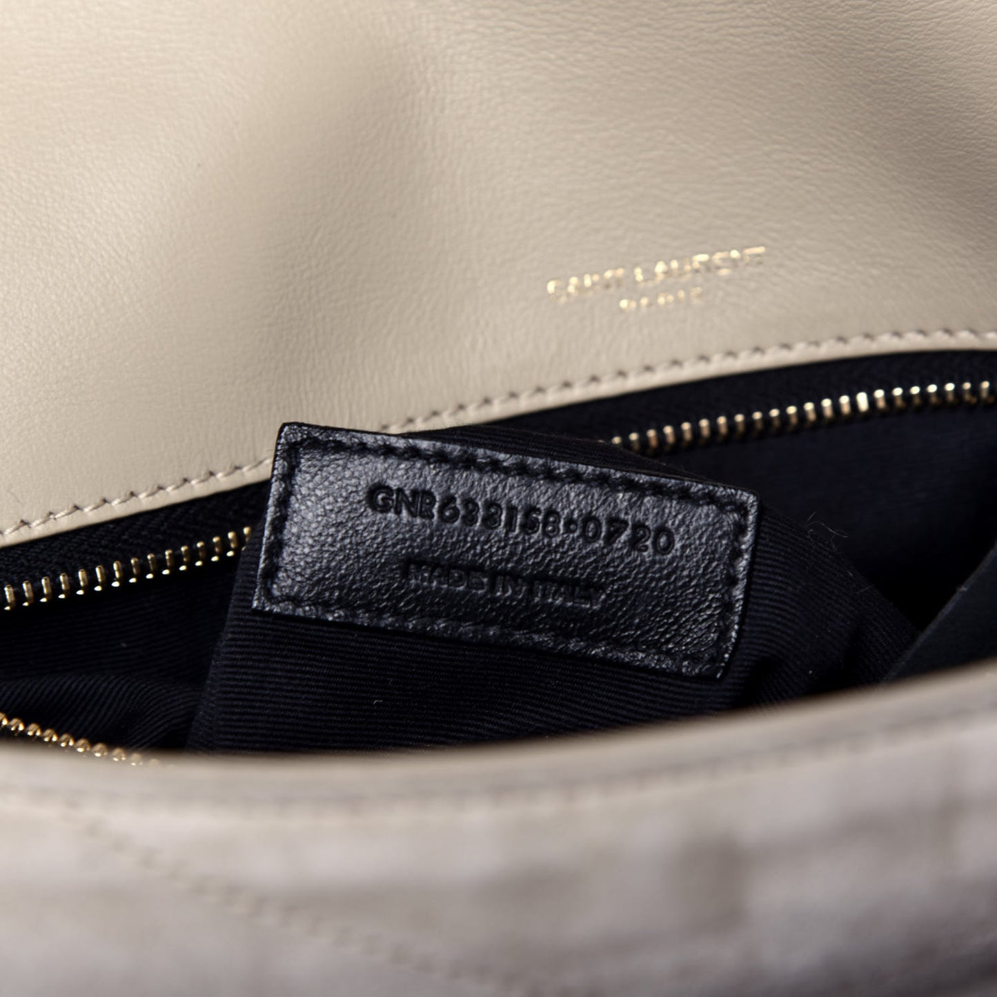 Suede Monogram Medium Niki Chain Satchel Light Beige
