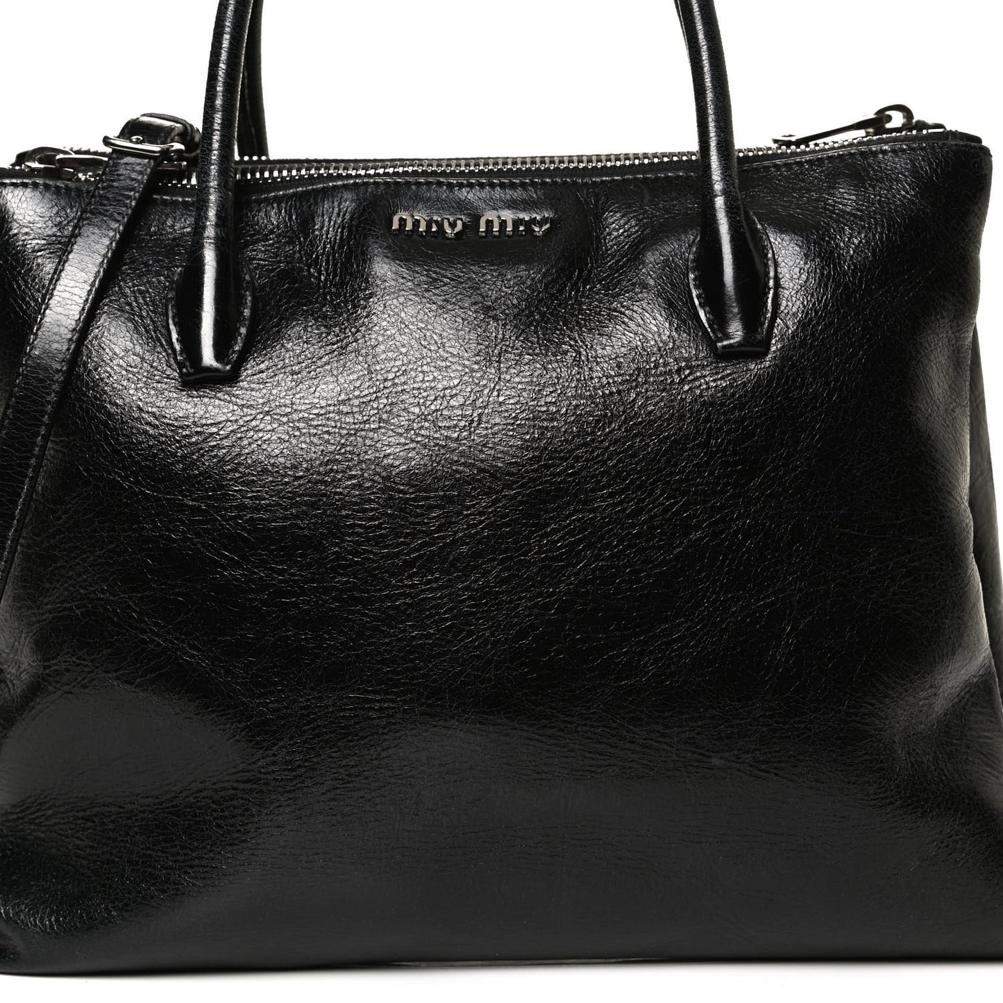 Vitello Shine Top Handle Satchel Black
