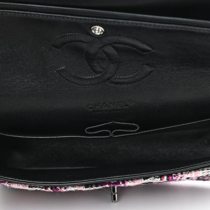 Chanel Tweed Quilted Medium Double Flap Pink Black 5 of 13
