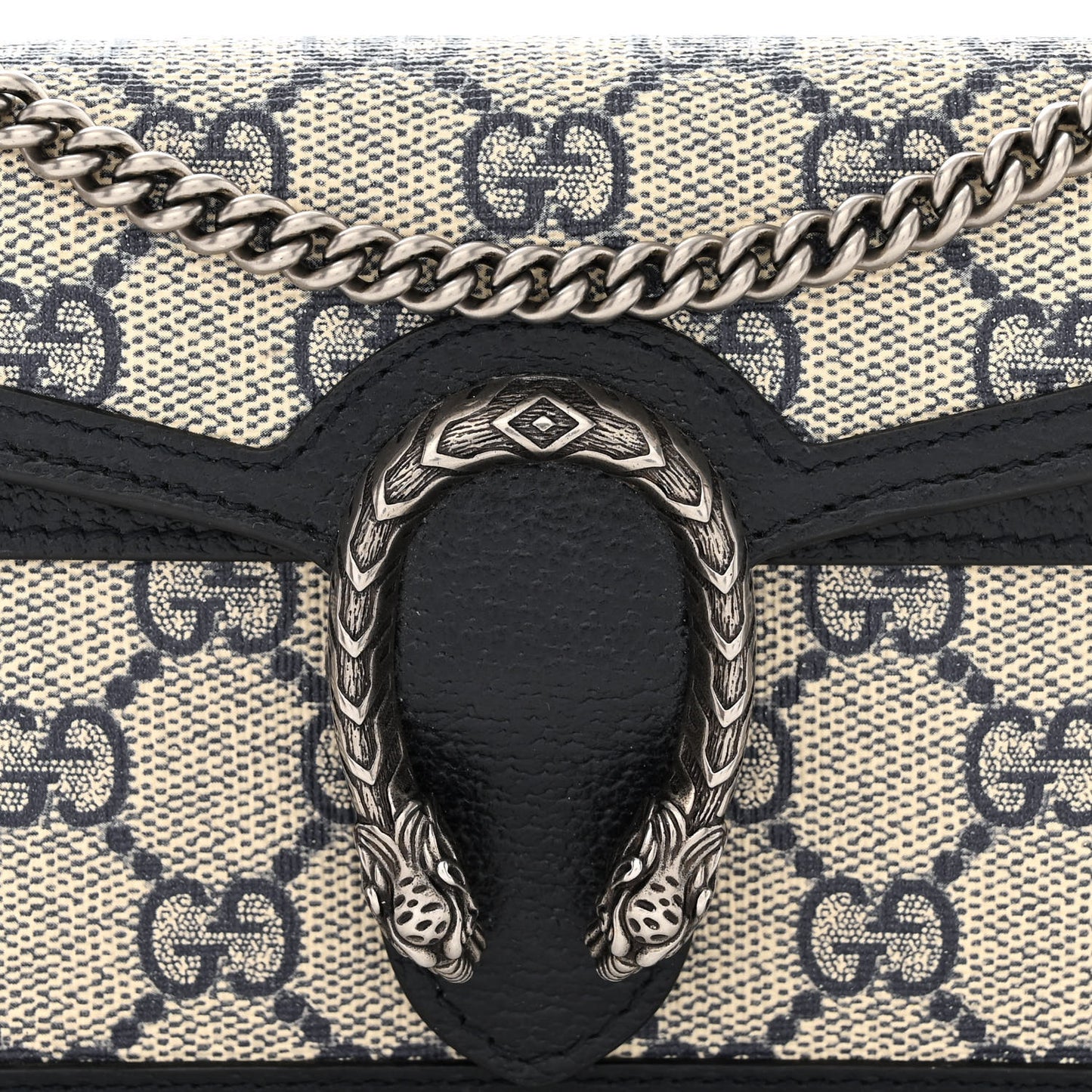 GG Supreme Monogram Textured Dollar Calfskin Super Mini Dionysus Shoulder Bag Beige Blue