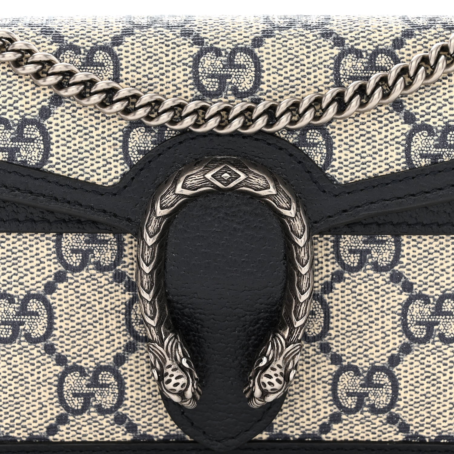 Gucci GG Supreme Monogram Textured Dollar Calfskin Super Mini Dionysus Shoulder Bag Beige Blue 8 of 11