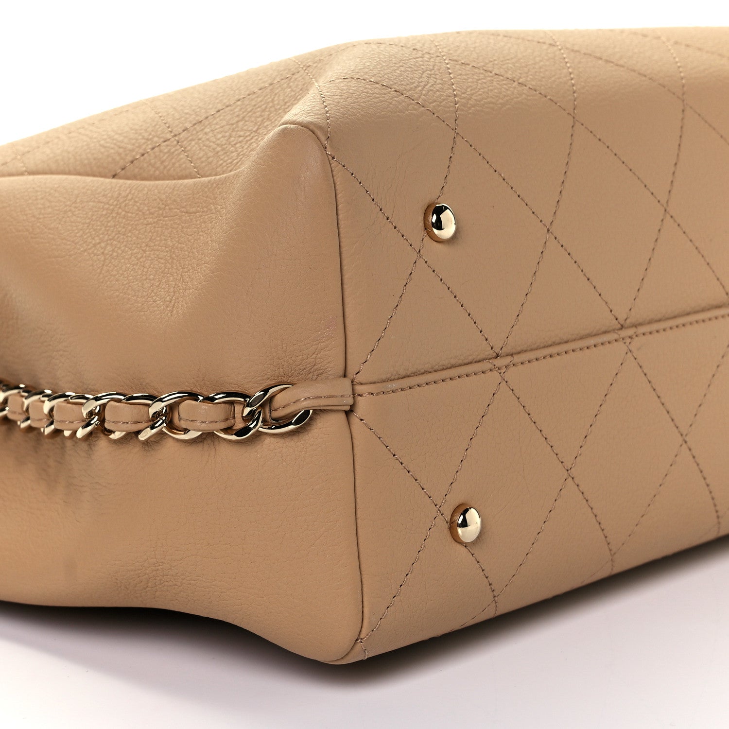 Chanel Bullskin Stitched Medium Shopping Bag Beige 8 of 9