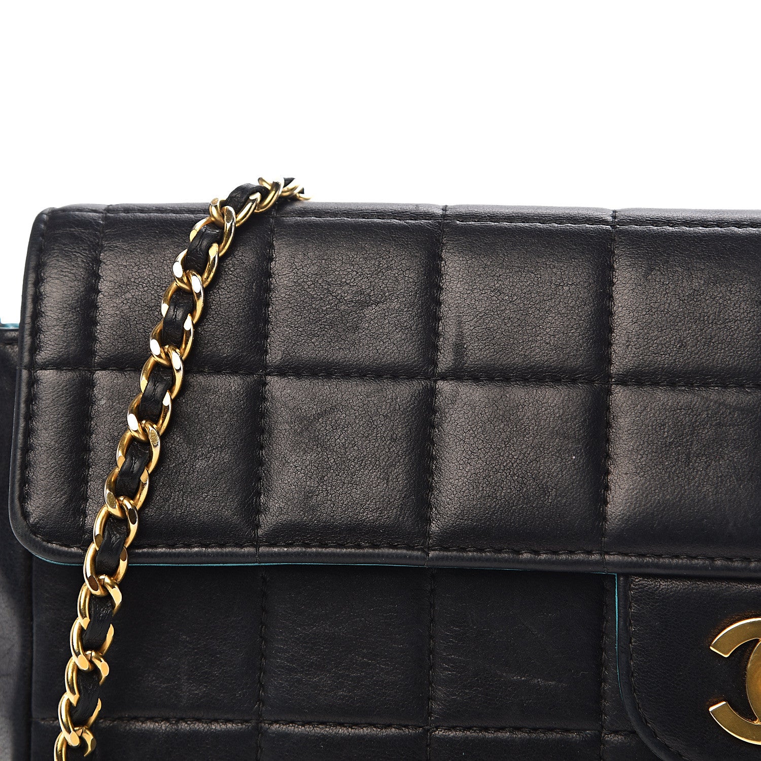 Chanel Lambskin Quilted East West Chocolate Bar Flap Navy 14 of 19