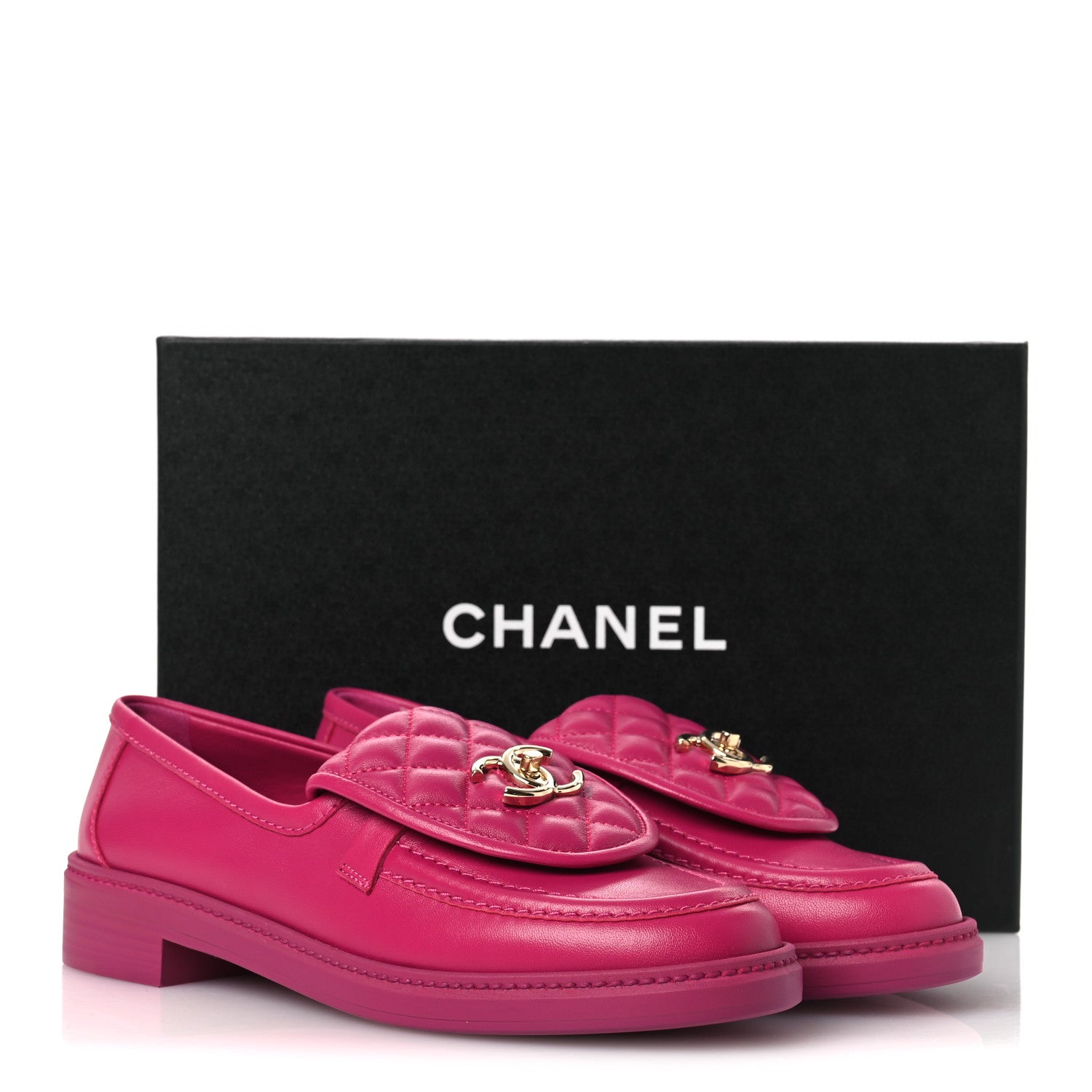 Chanel Lambskin Quilted CC Turnlock Loafers 39 Fuchsia 12 of 12