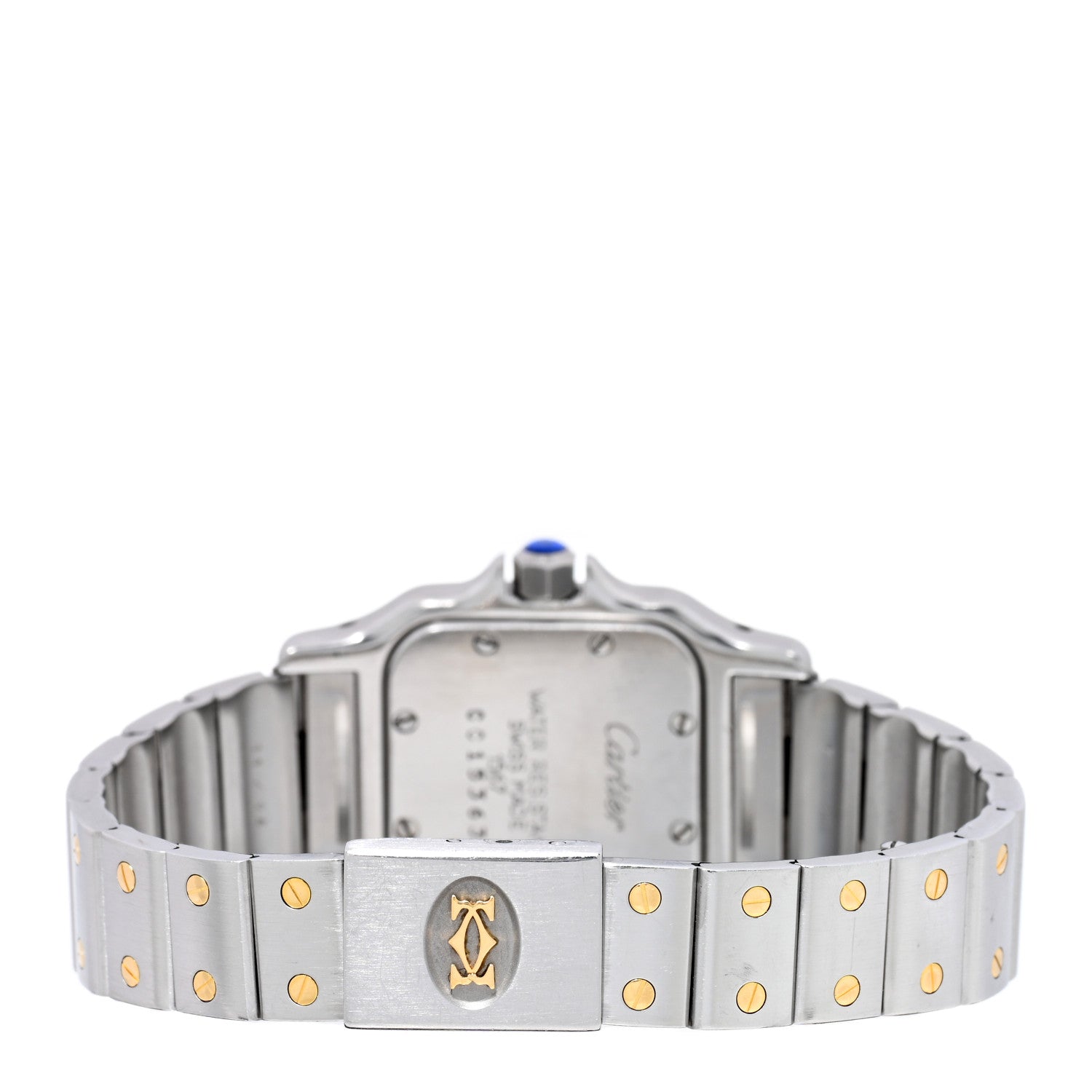 Cartier Stainless Steel 18K Yellow Gold 24mm Santos De Cartier Galbee Quartz Watch Champagne 3 of 5