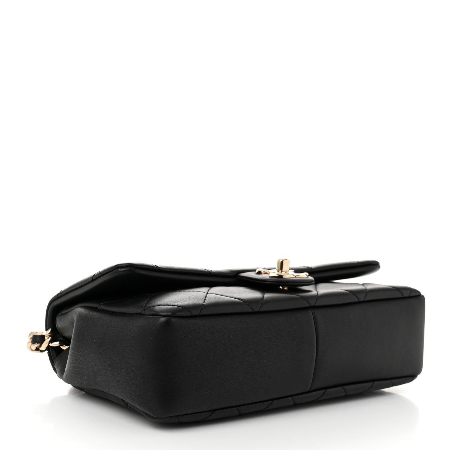 Lambskin Quilted Resin Bi-Color Chain Flap Bag Black