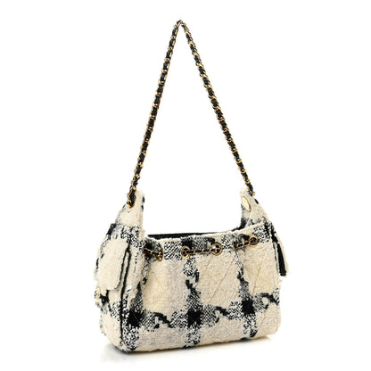 Chanel Tweed Quilted Mini Chanel 25 Handbag White Ecru Black 3 of 10