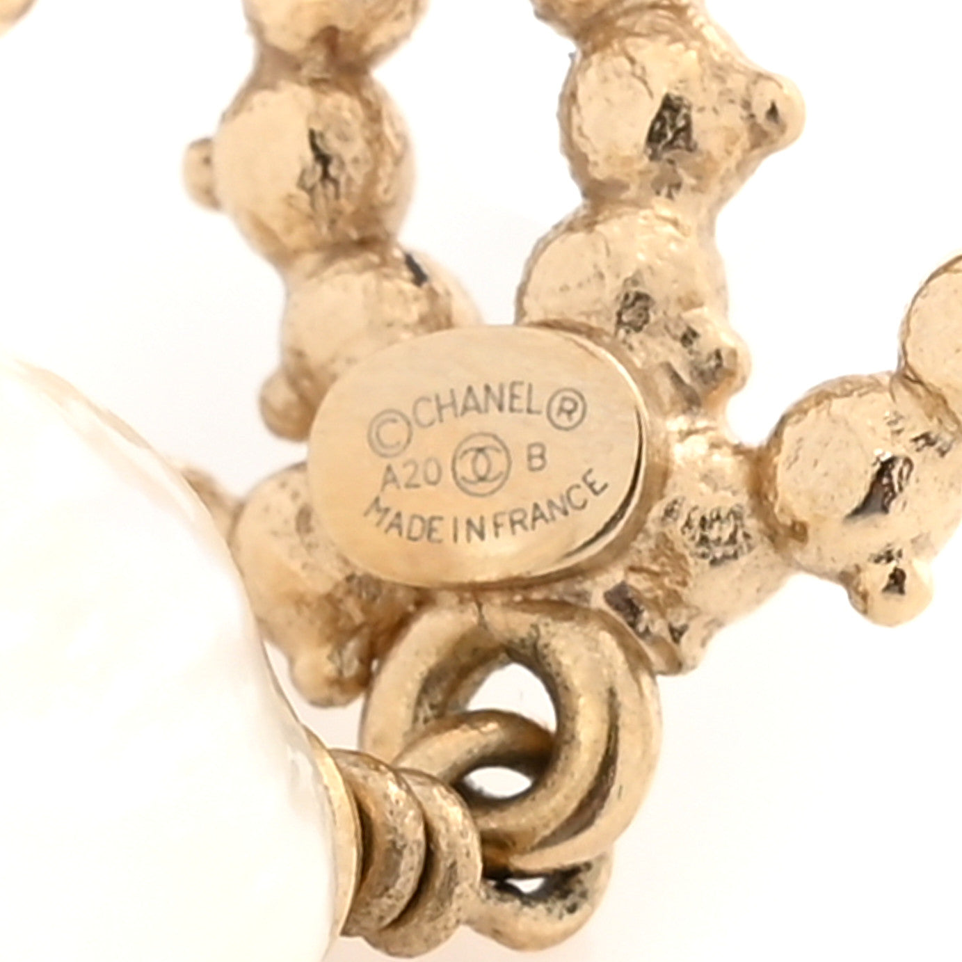 Pearl Crystal CC Drop Earrings Gold