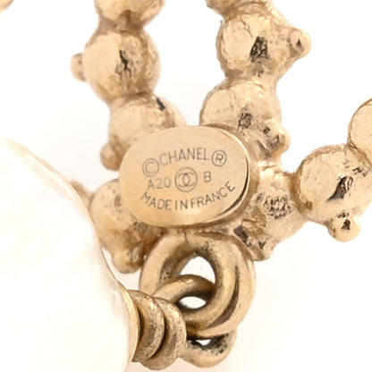 Chanel Pearl Crystal CC Drop Earrings Gold 4 of 6