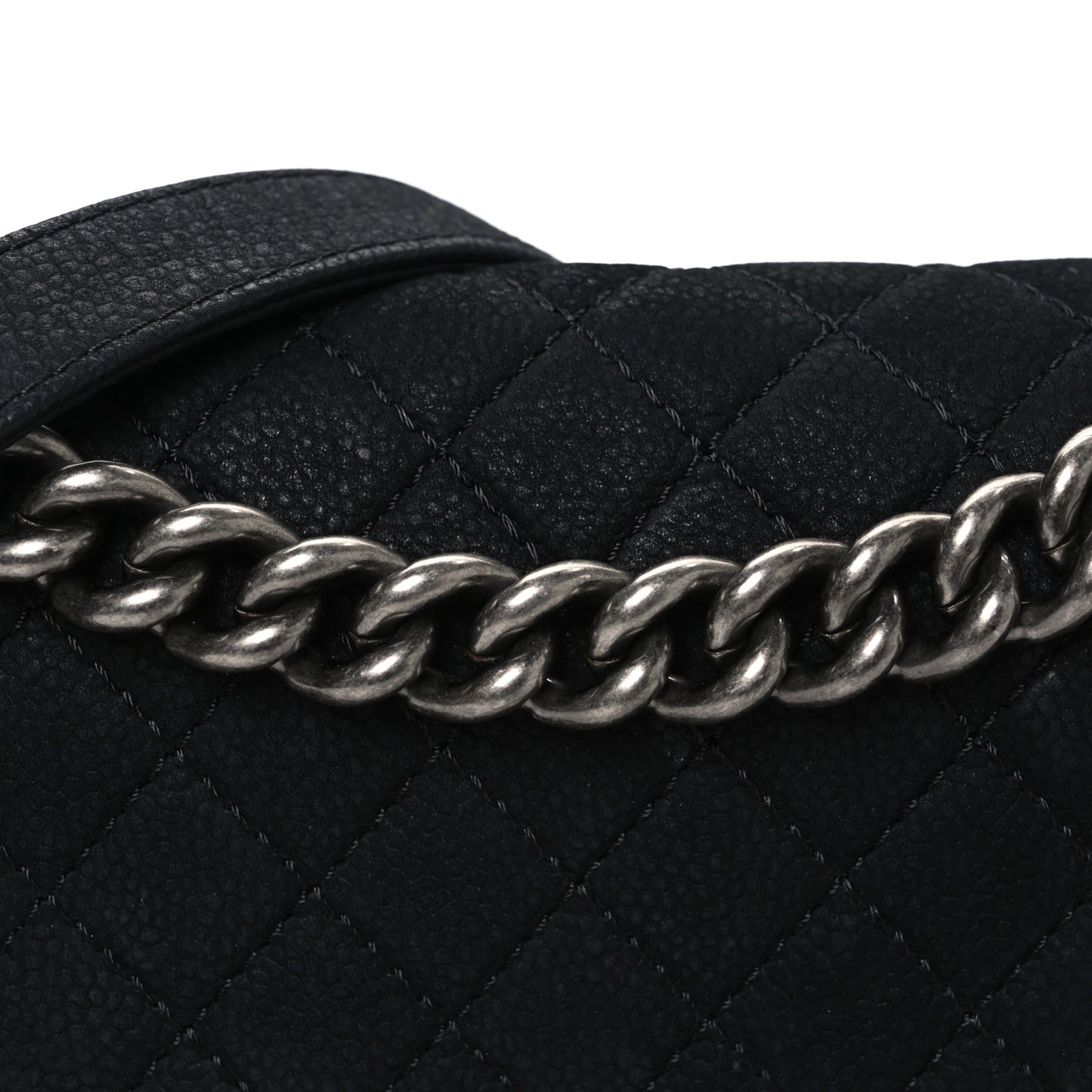 Bullskin Suede Caviar Quilted Medium Boy Flap Black