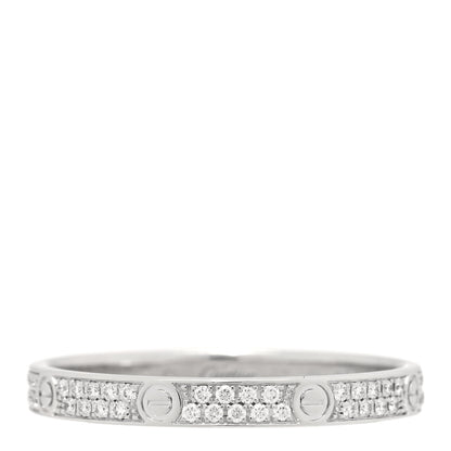 Cartier 18K White Gold Diamond 2.6mm LOVE Paved Band Ring 57 8 1 of 5