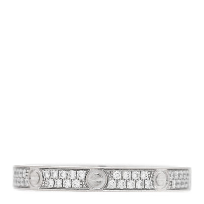 Cartier 18K White Gold Diamond 2.6mm LOVE Paved Band Ring 52 6 3 of 4