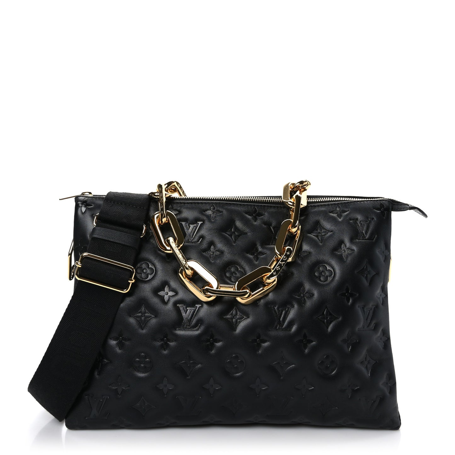 Lambskin Embossed Monogram Coussin MM Black