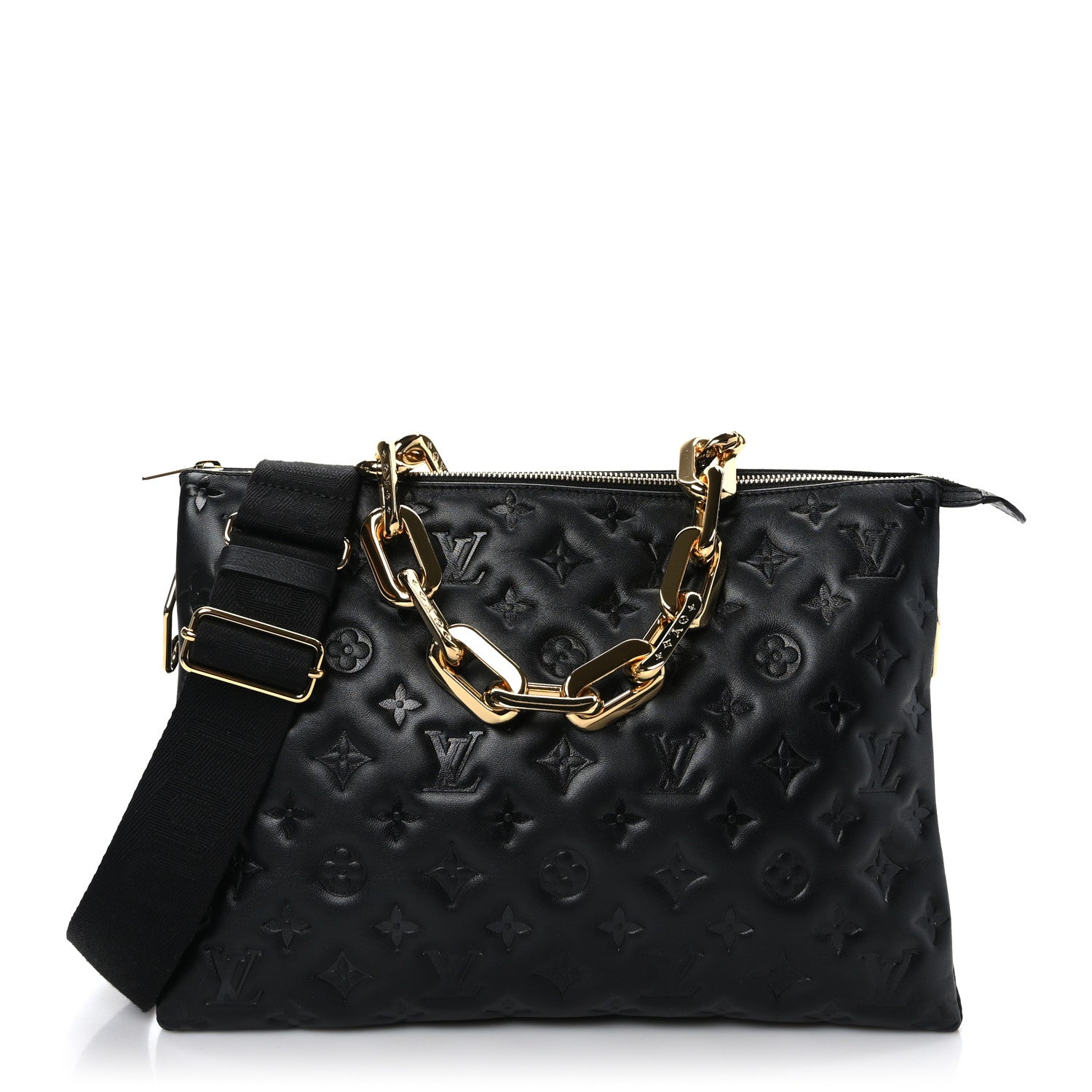 Louis Vuitton Lambskin Embossed Monogram Coussin MM Black 1 of 10