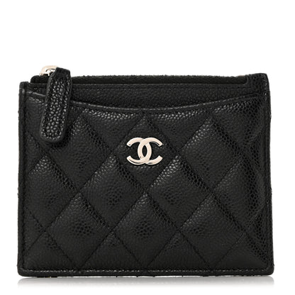 Chanel Caviar Quilted CC Zip Card Holder Black 1 of 7