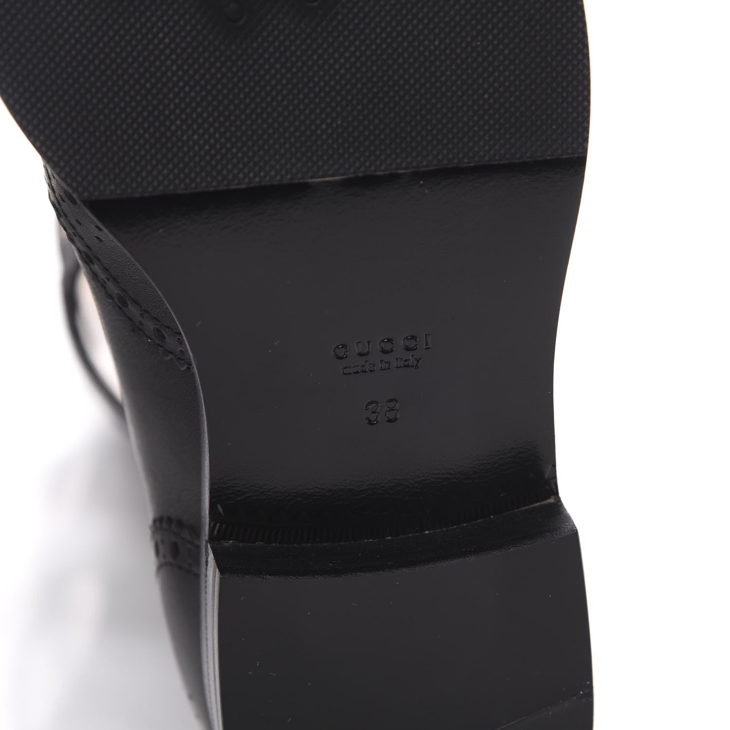 Gucci Calfskin Queercore Brogue Knee High Boots 38 Black 6 of 6
