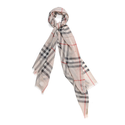 Burberry Wool Silk Gauze Giant Check Lightweight Scarf Stone 1 of 5