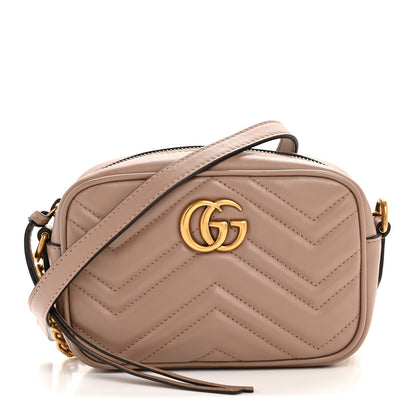 Gucci Calfskin Matelasse Mini GG Marmont Chain Shoulder Bag Porcelain Rose 1 of 12