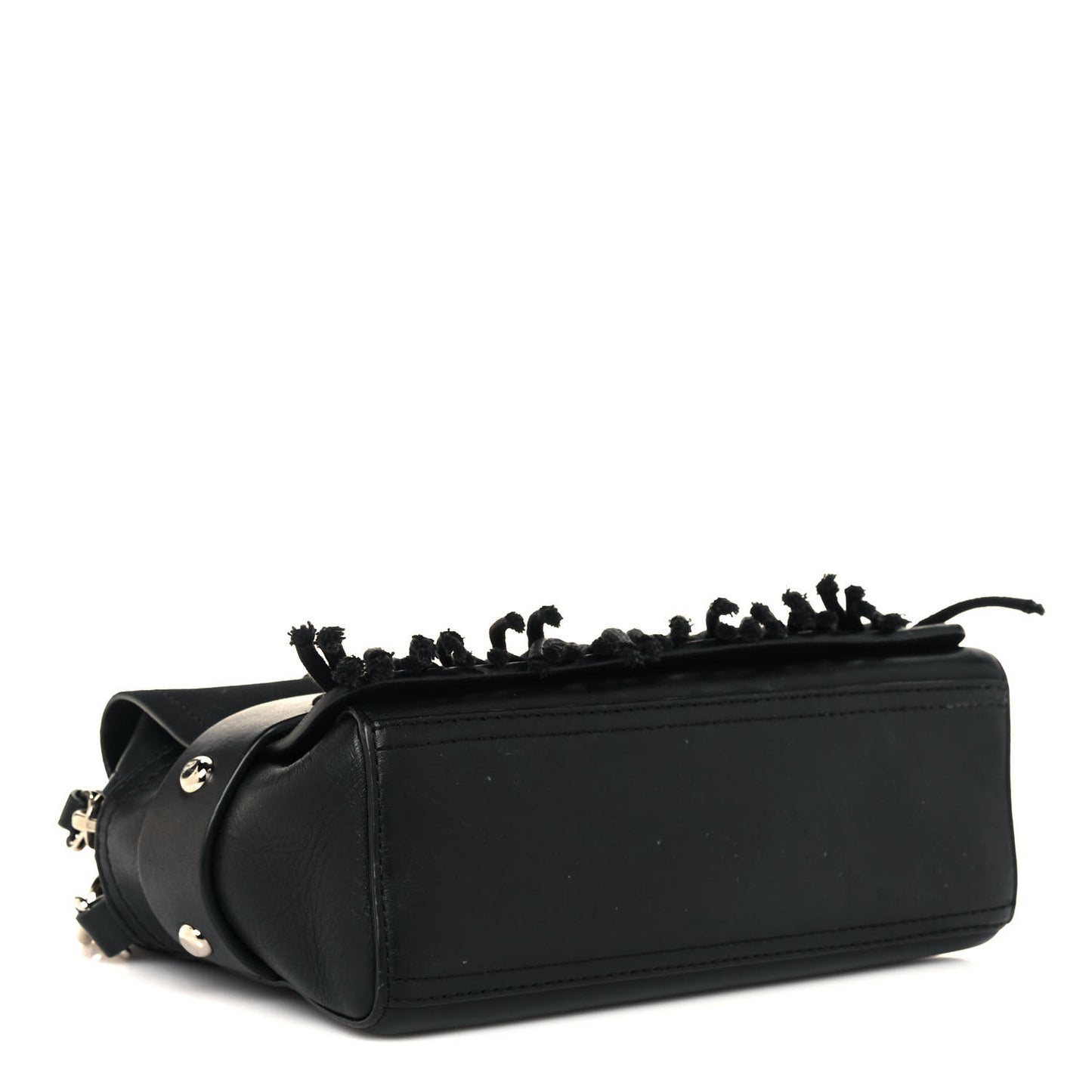 Lambskin Suede Fringe Bianca Handbag Black