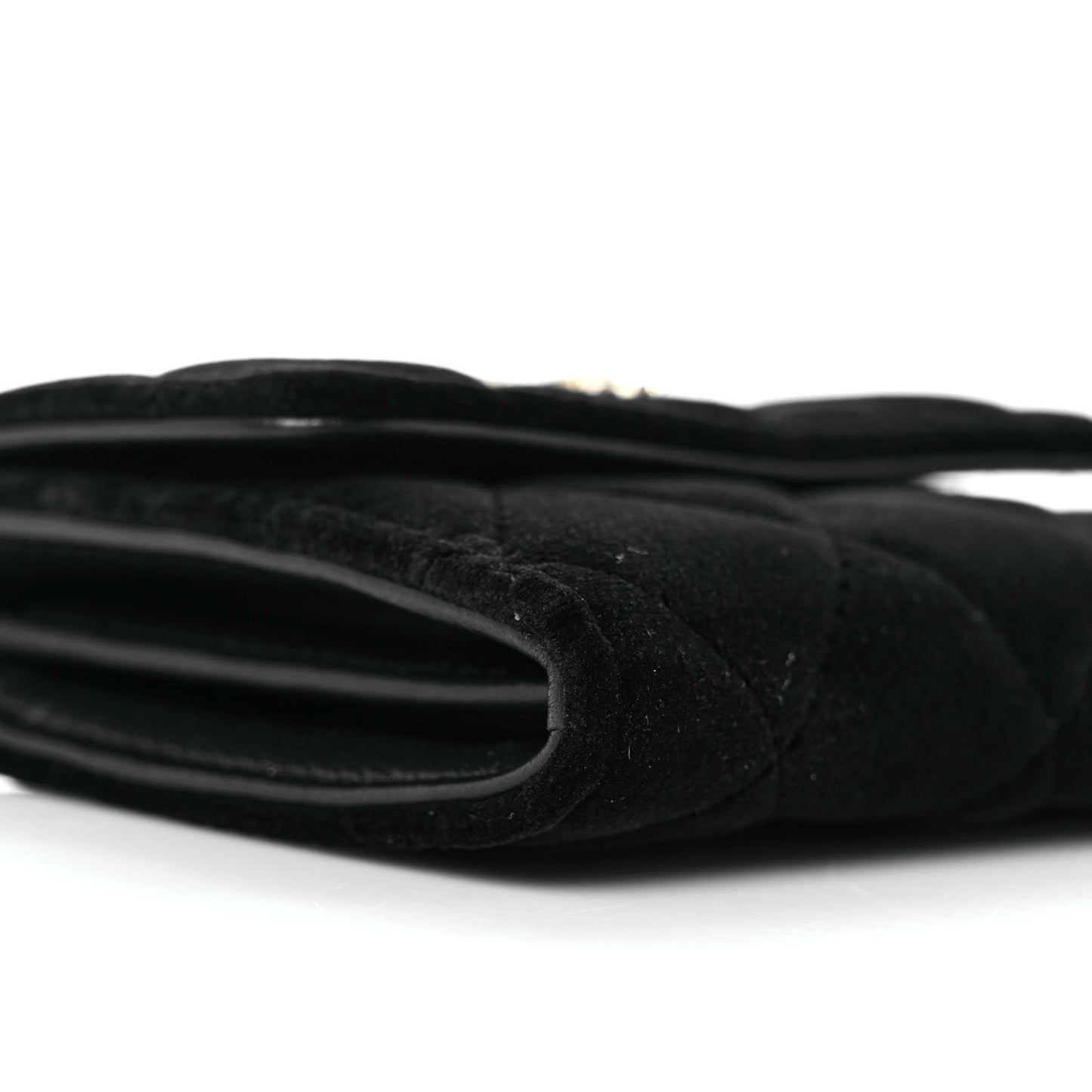 Velvet Quilted Flap Card Holder Black