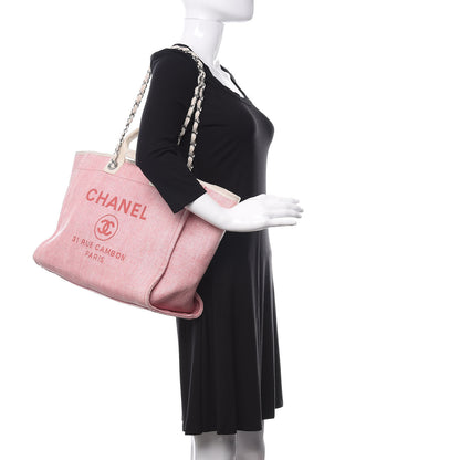 Chanel Canvas Medium Deauville Tote Pink 2 of 10