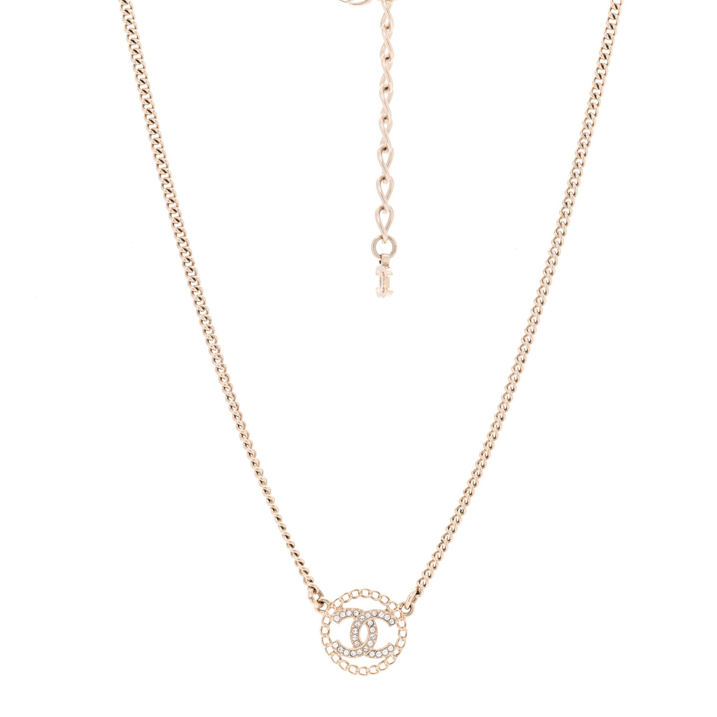 Crystal CC Round Pendant Necklace Gold