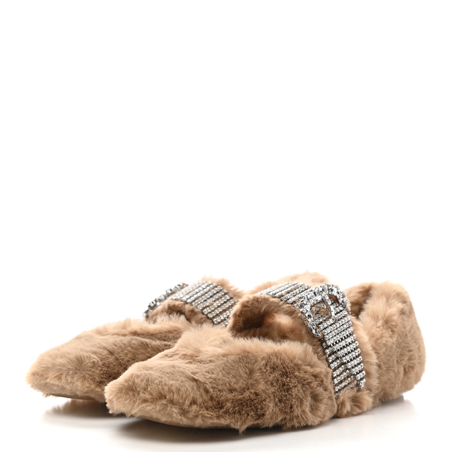 Faux Fur Crystal Krista Flats 36 Teddy